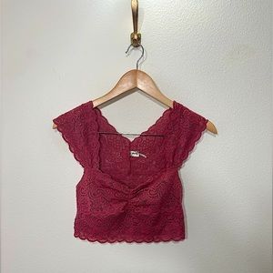 Free People Lace Bralette in Burgundy